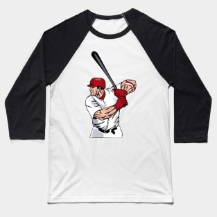 Baseball Player Batting Side Retro Baseball T-Shirt